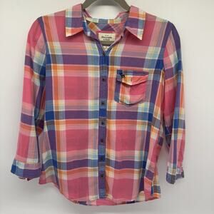 Abercrombie & Fitch Woman’s Y2K Pink Blue Button Up Flannel Shirt M